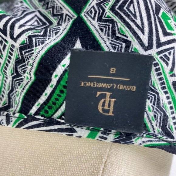 David Lawrence Size 8 Women's Shift Dress Geometric Pockets Waist Tie - Picture 10 of 10